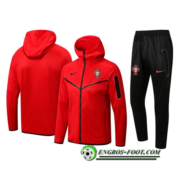 Ensemble Veste A Capuche Survetement Foot Portugal Rouge 2022/2023