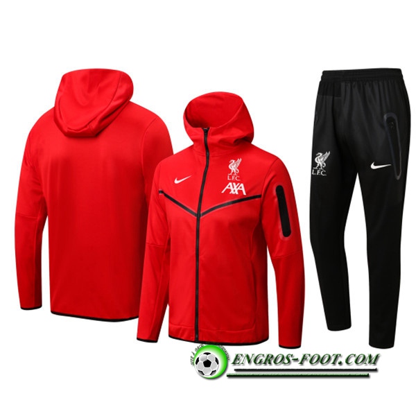 Ensemble Veste A Capuche Survetement Foot FC Liverpool Rouge 2022/2023