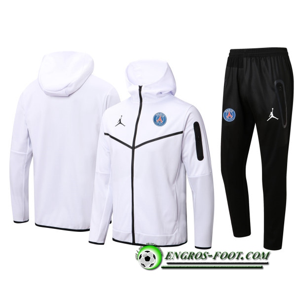 Ensemble Veste A Capuche Survetement Foot PSG Blanc 2022/2023