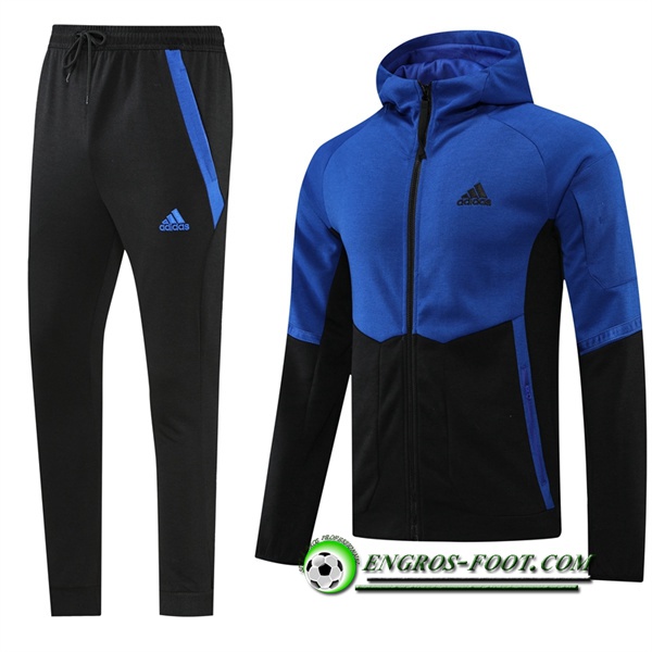 Ensemble Veste A Capuche Survetement Foot Adidas Bleu/Noir 2022/2023