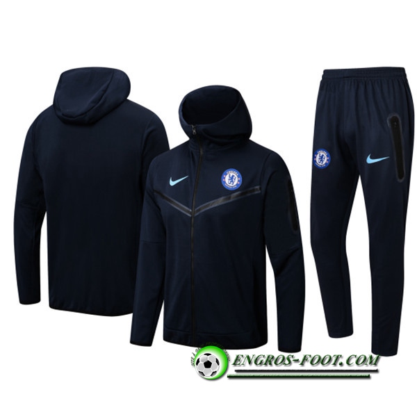 Ensemble Veste A Capuche Survetement Foot FC Chelsea Bleu Marin 2022/2023