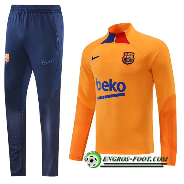 Ensemble Survetement de Foot FC Barcelone Orange 2022/2023