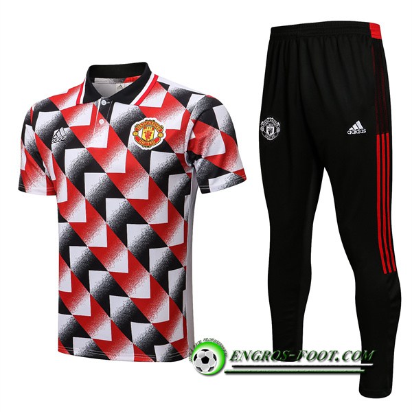 Ensemble Polo Foot Manchester United Rouge/Noir 2022/2023