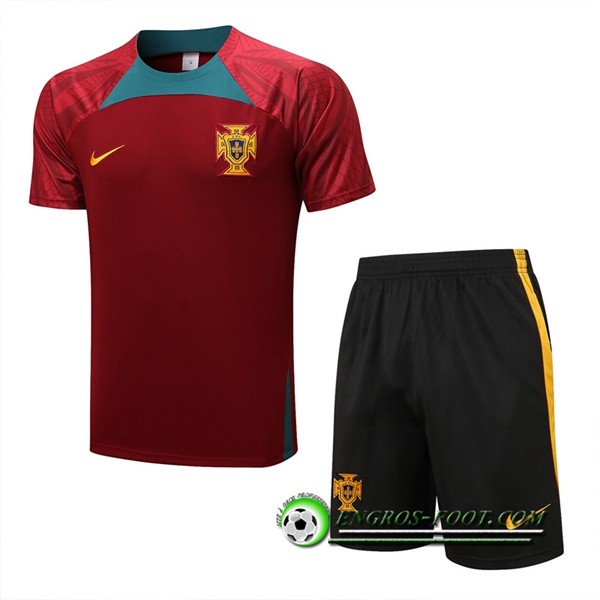 Ensemble Training T-Shirts + Shorts Portugal Rouge 2022/2023