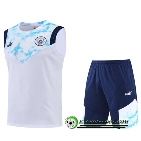 Ensemble Training Debardeur + Shorts Manchester City Blanc 2022/2023