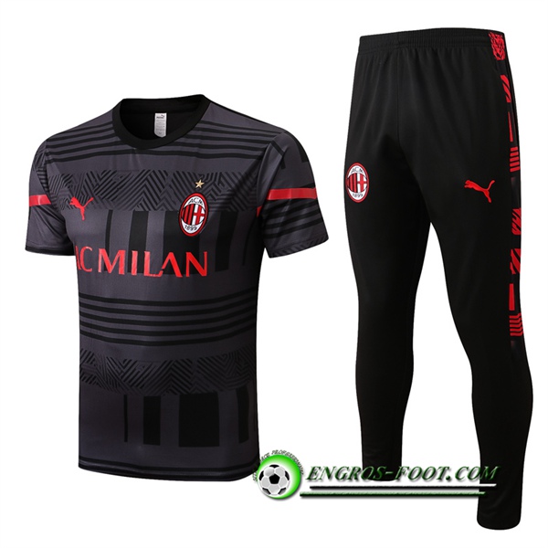 Ensemble Training T-Shirts + Pantalon Milan AC Noir 2022/2023