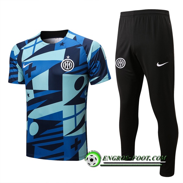 Ensemble Training T-Shirts + Pantalon Inter Milan Bleu/Vert 2022/2023