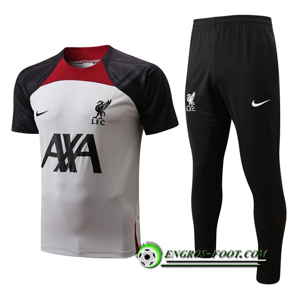 Ensemble Training T-Shirts + Pantalon FC Liverpool Noir/Blanc 2022/2023