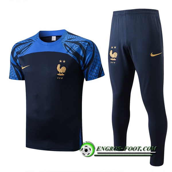 Ensemble Training T-Shirts + Pantalon France Bleu Marin 2022/2023