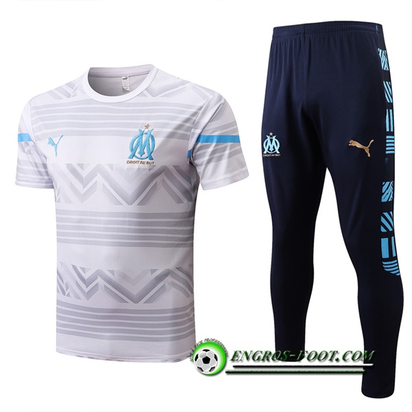 Ensemble Training T-Shirts + Pantalon Marseille OM Blanc 2022/2023