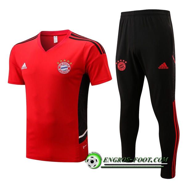 Ensemble Training T-Shirts Bayern Munich + Pantalon Rouge 2022/2023