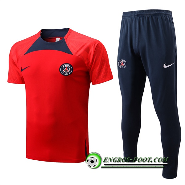 Ensemble Training T-Shirts PSG + Pantalon Rouge 2022/2023