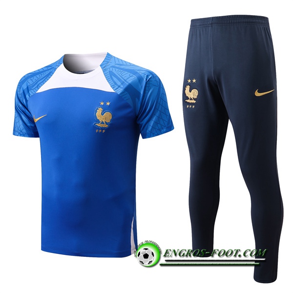 Ensemble Training T-Shirts France + Pantalon Blanc 2022/2023