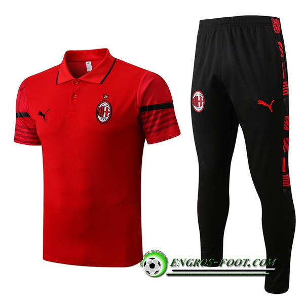 Ensemble Polo Foot Milan AC Rouge 2022/2023