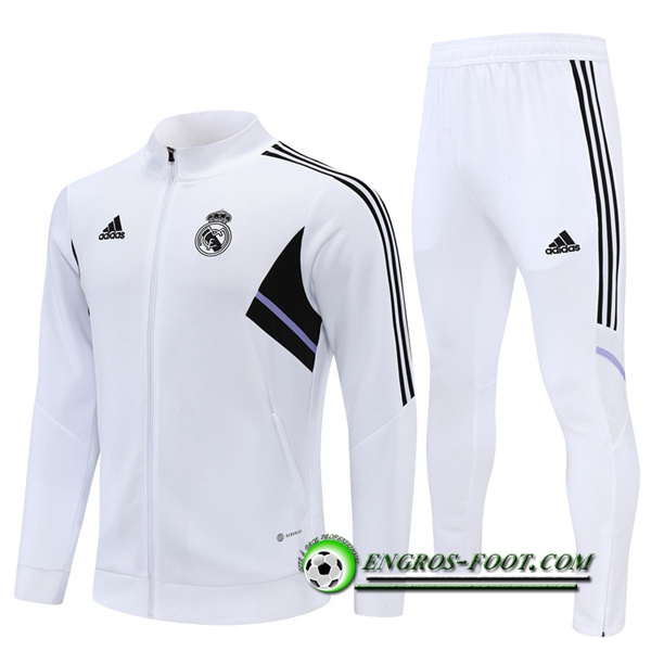 Ensemble Survetement de Foot - Veste Real Madrid Blanc 2022/2023