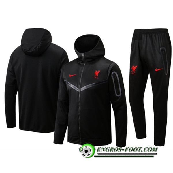 Ensemble Veste A Capuche Survetement Foot FC Liverpool Noir 2022/2023