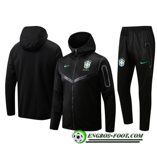 Ensemble Veste A Capuche Survetement Foot Brésil Noir 2022/2023