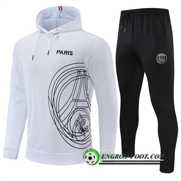 Ensemble Veste A Capuche Survetement Foot PSG Blanc 2022/2023