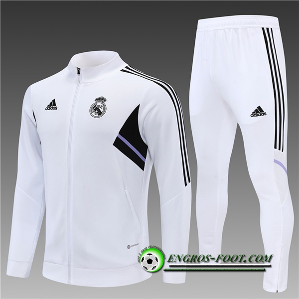 Ensemble Survetement de Foot - Veste Real Madrid Enfant Blanc 2022/2023