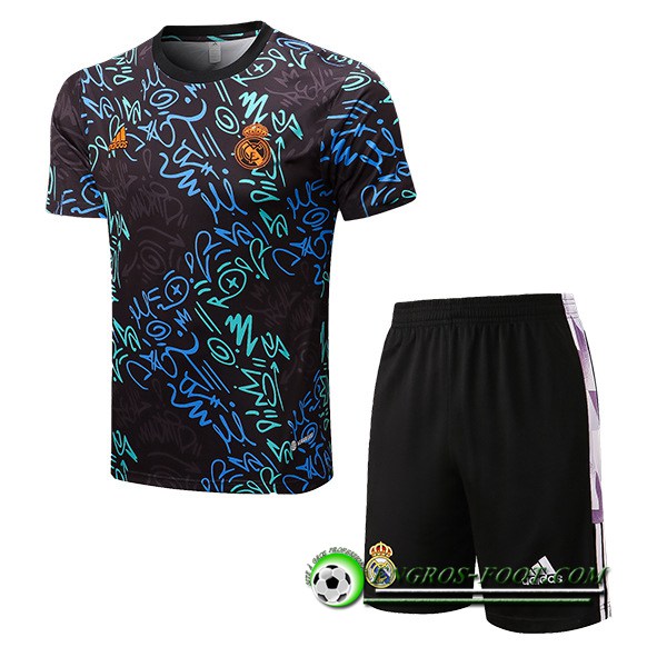 Ensemble Training T-Shirts + Shorts Real Madrid Noir/Bleu 2022/2023