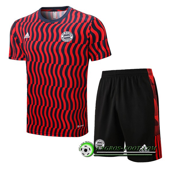 Ensemble Training T-Shirts + Shorts Bayern Munich Noir/Rouge 2022/2023