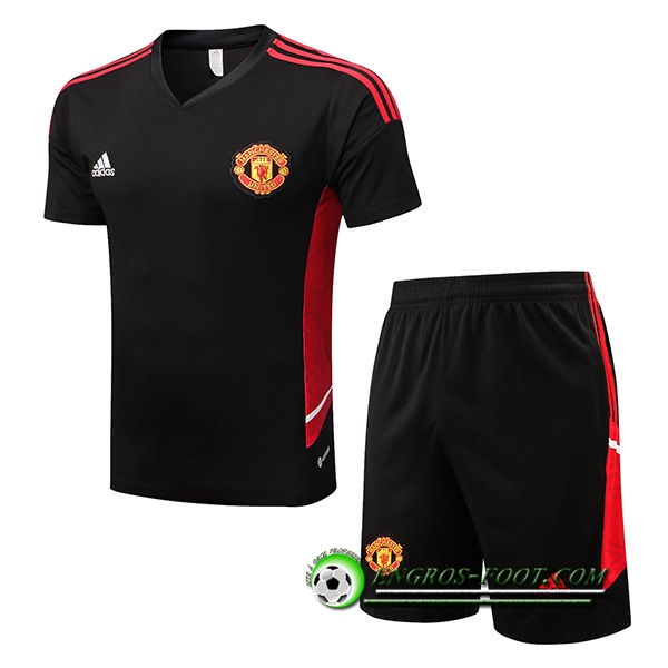 Ensemble Training T-Shirts + Shorts Manchester United Noir 2022/2023