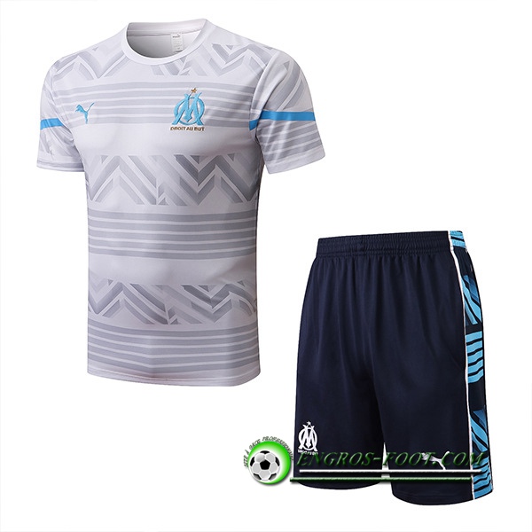 Ensemble Training T-Shirts + Shorts Marseille Blanc 2022/2023