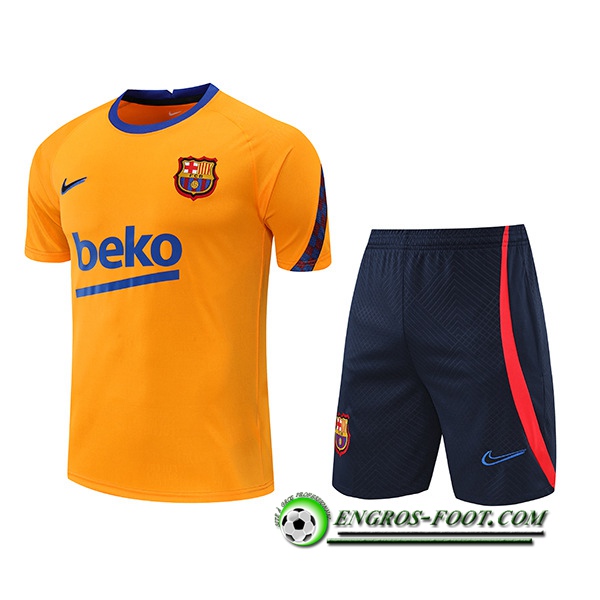 Ensemble Training T-Shirts + Shorts FC Barcelone Jaune 2022/2023