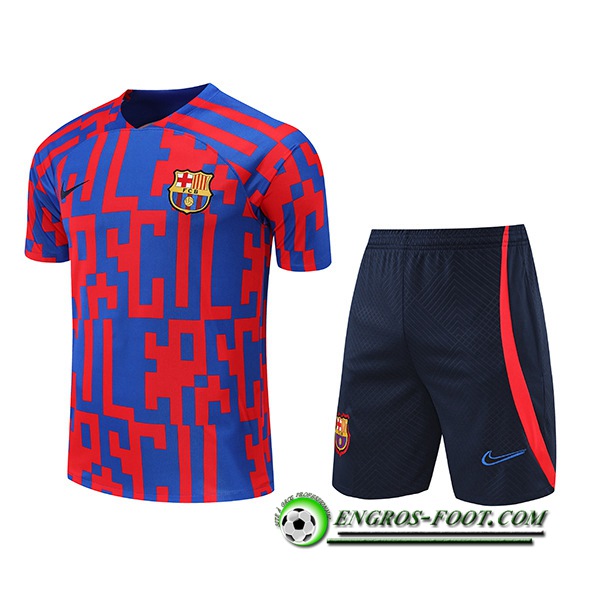 Ensemble Training T-Shirts + Shorts FC Barcelone Rouge/Bleu 2022/2023