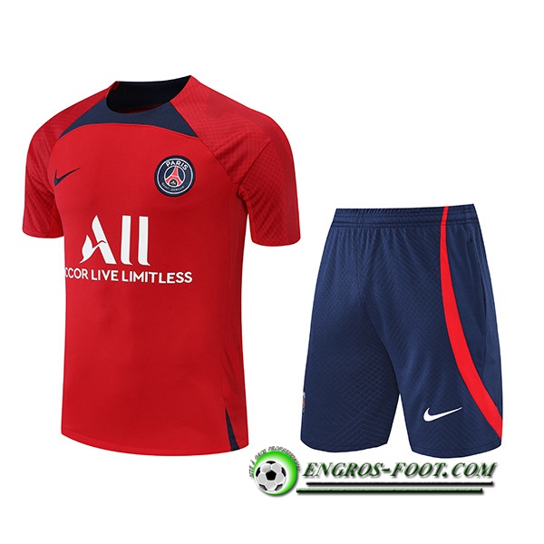 Ensemble Training T-Shirts + Shorts PSG Rouge 2022/2023