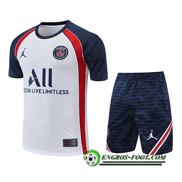 Ensemble Training T-Shirts + Shorts PSG Blanc/Rouge 2022/2023