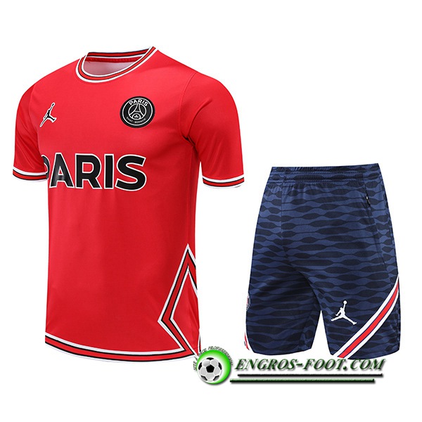 Ensemble Training T-Shirts + Shorts Jordan PSG Rouge 2022/2023