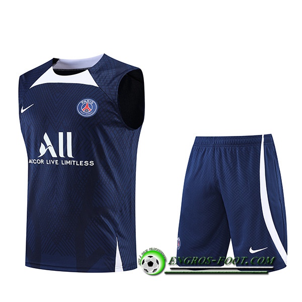 Ensemble Training Debardeur + Shorts PSG Bleu Marin/Blanc 2022/2023