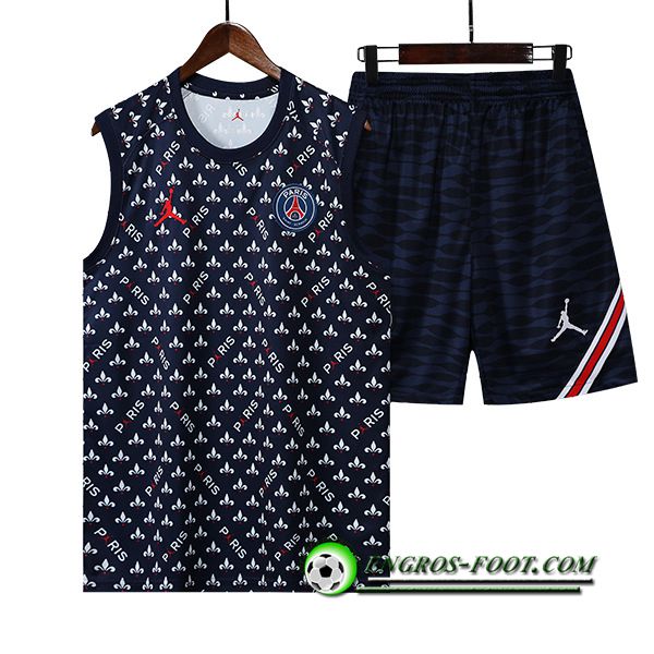 Ensemble Training Debardeur + Shorts Jordan PSG Blanc/Bleu Marin 2022/2023