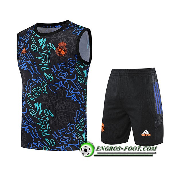 Ensemble Training Debardeur + Shorts Real Madrid Noir/Bleu 2022/2023