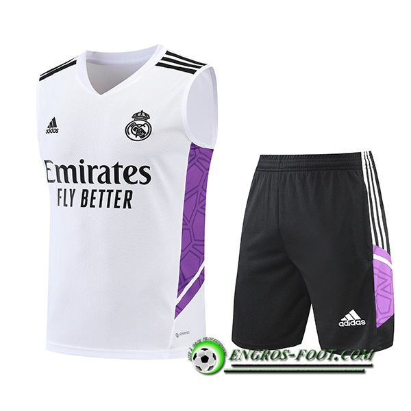 Ensemble Training Debardeur + Shorts Real Madrid Blanc/Pourpre 2022/2023