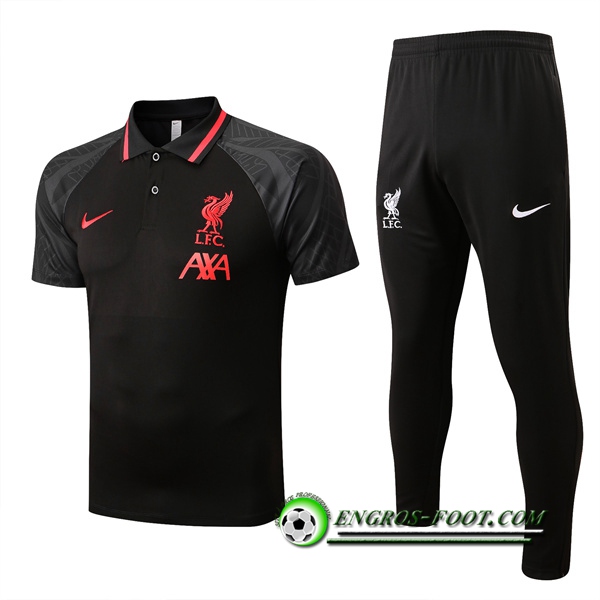 Ensemble Polo Foot FC Liverpool Noir/Gris 2022/2023