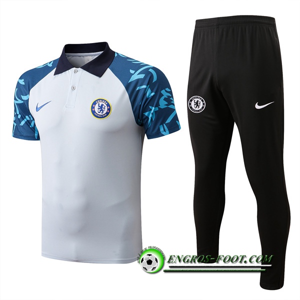 Ensemble Polo Foot FC Chelsea Blanc/Bleu 2022/2023
