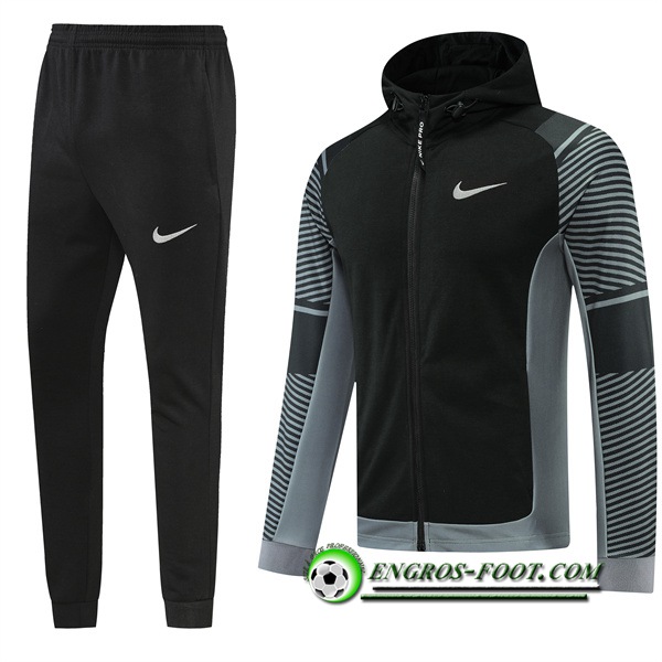 Ensemble Veste A Capuche Survetement Foot Nike Noir/Gris 2022/2023