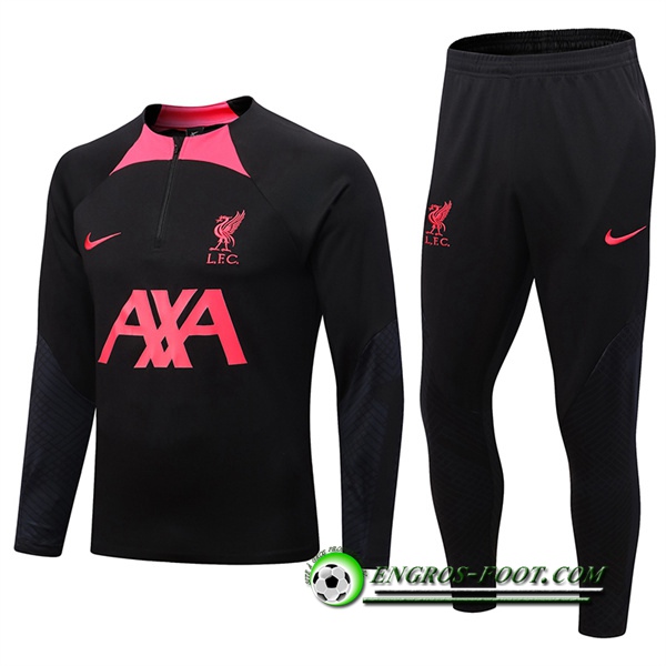 Ensemble Survetement de Foot FC Liverpool Noir/Rose 2022/2023