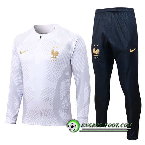 Ensemble Survetement de Foot France Blanc/Gris 2022/2023