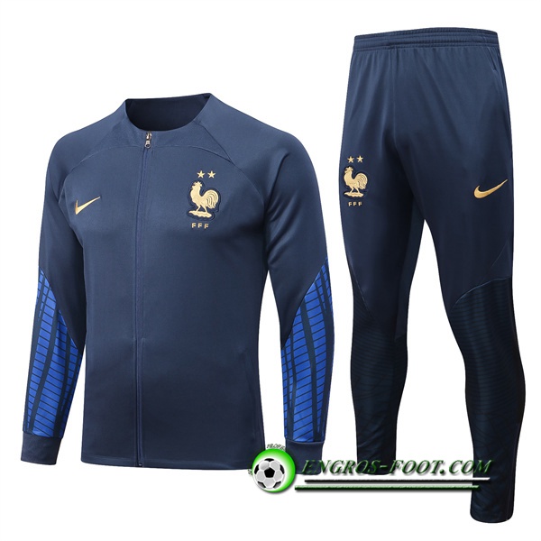 Ensemble Survetement de Foot - Veste France Bleu Marin 2022/2023