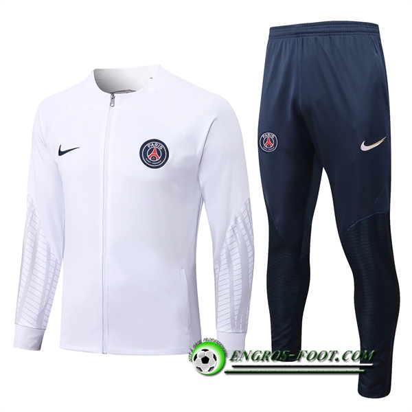 Ensemble Survetement de Foot - Veste PSG Blanc 2022/2023