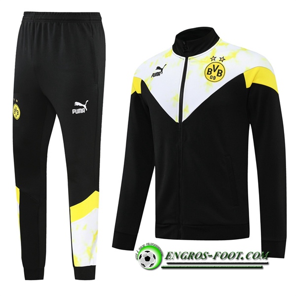 Ensemble Survetement de Foot - Veste Dortmund BVB Noir/Blanc 2022/2023