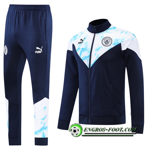 Ensemble Survetement de Foot - Veste Manchester City Bleu Marin/Blanc 2022/2023