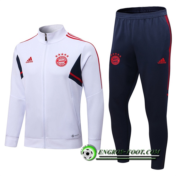 Ensemble Survetement de Foot - Veste Bayern Munich Blanc 2022/2023