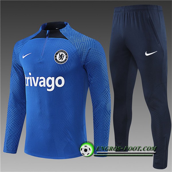 Ensemble Survetement de Foot FC Chelsea Enfant Bleu/Noir 2022/2023