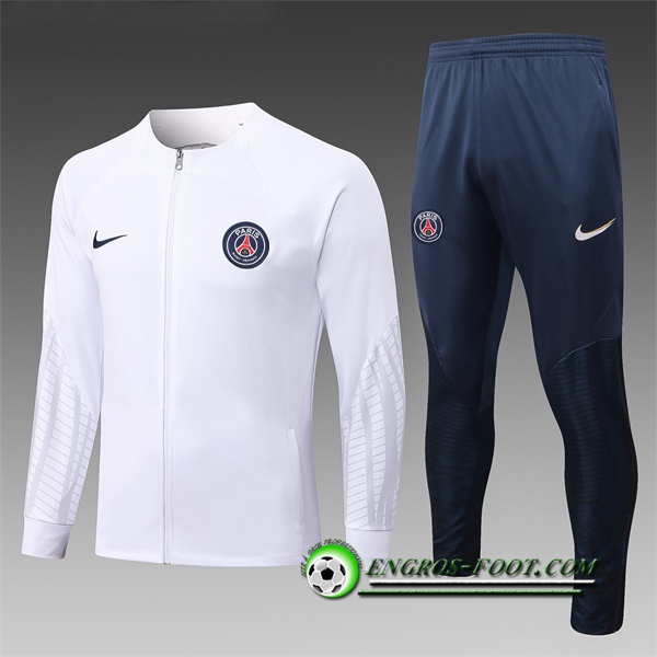 Ensemble Survetement de Foot - Veste PSG Enfant Blanc 2022/2023