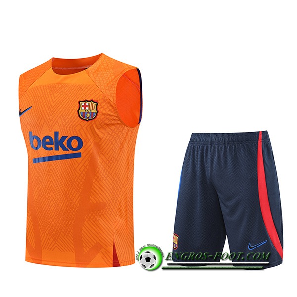 Ensemble Training Debardeur + Shorts FC Barcelone Orange 2022/2023