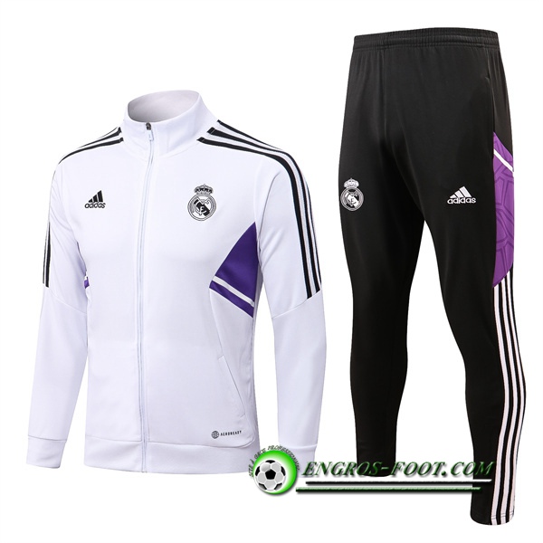 Ensemble Survetement de Foot - Veste Real Madrid Blanc 2022/2023